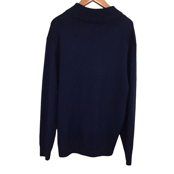 Cremieux Classics Merino Wool Sweater XL Shawl Collar Navy - Picture 3 of 7